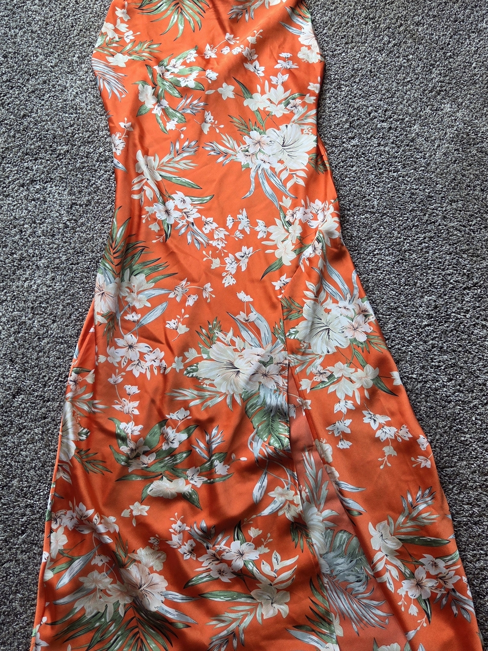 Tropical Orange Floral Maxi Slip Dress